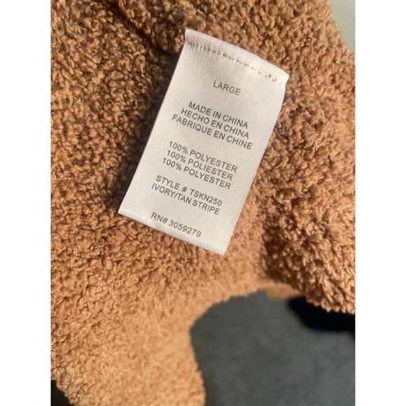 Thread‎ & Supply Tan and Cream Striped Teddy Longline Cardigan Size Large - Picture 12 of 12